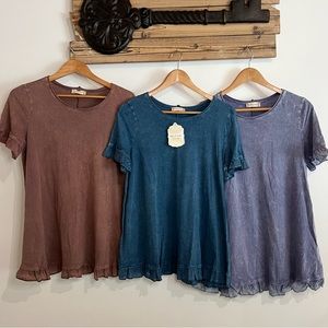 Altar'd State Womens Tunic Top
Heathered Short Sleeve
Scoop Ruffles Hem M 3